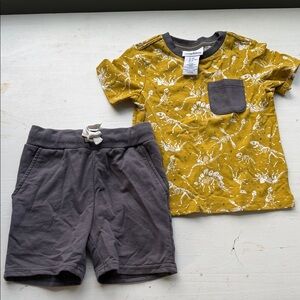 Tommy Bahama Mustard Dinosaur Tee and Gray Shorts Set